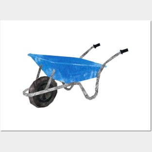 Blue wheelbarrow Posters and Art